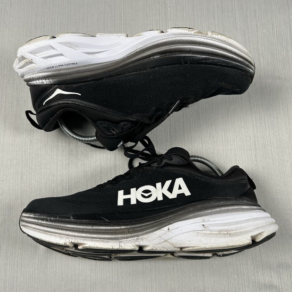 Hoka One One Bondi 8 Women’s Size 10.5 Black Running Fitness Shoes 1127952 BWHT